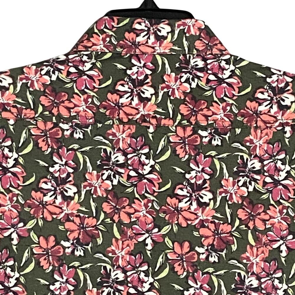 Rowm Men's Shirt Medium Casual Short Sleeve Pockets Pink Gray Floral UPF 30+ NEW - Picture 7 of 15